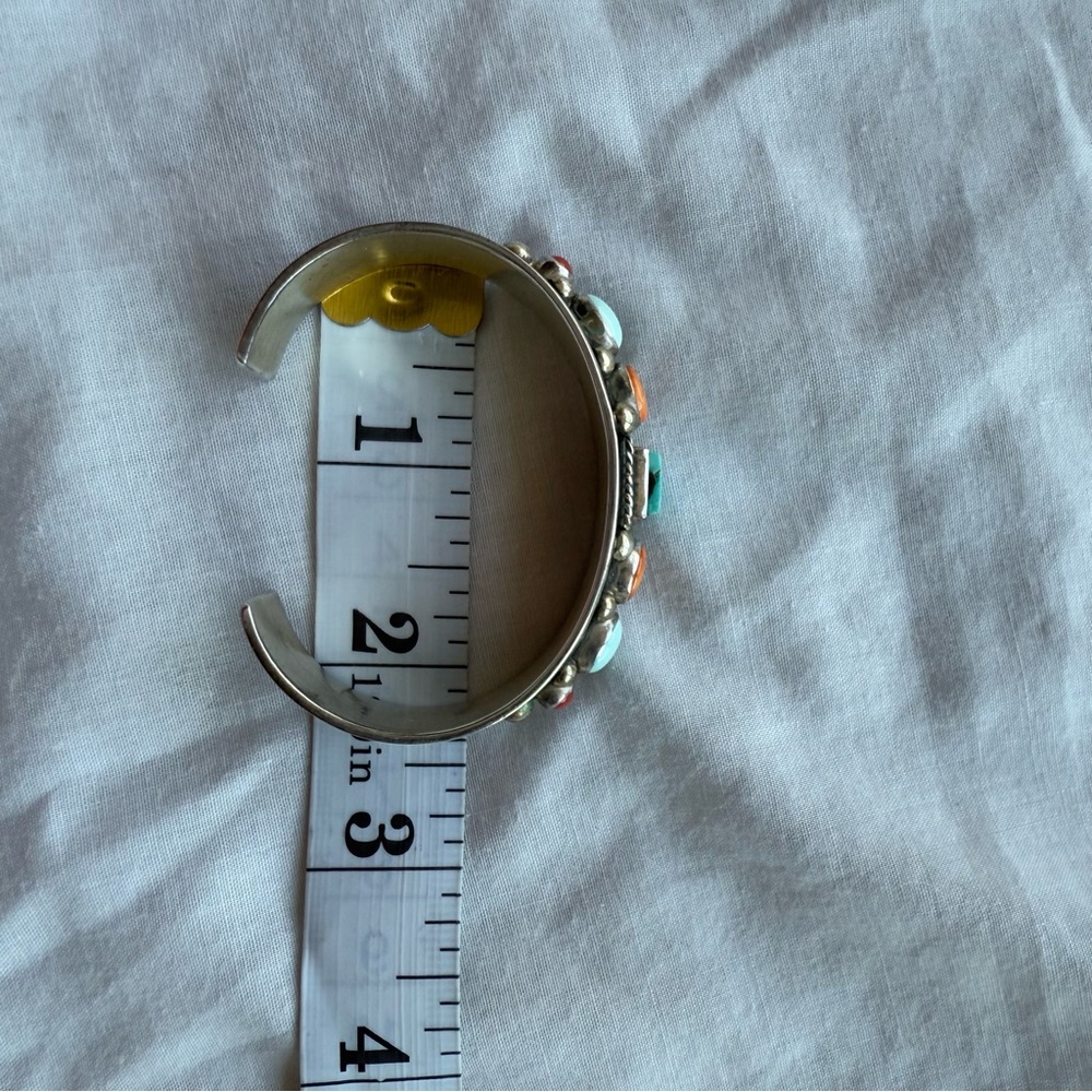 A. Jake Navajo Bracelet Turquoise & Coral Stone Sterling Silver Bracelet 7” NWOT - Picture 11 of 11